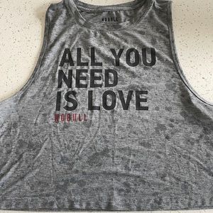 NOBULL Gray Crop Top with Black and Red Text